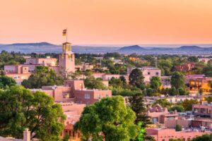 View of Santa Fe at sunset